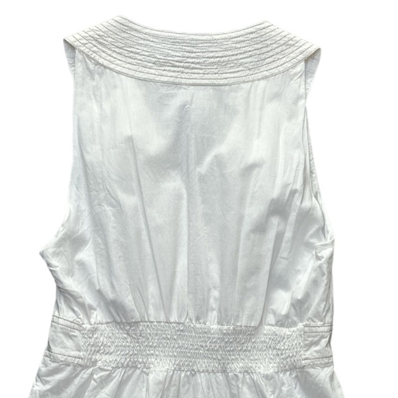 Tommy Hilfiger Surplice Top Smocked Back Collared Sleeveless Lined Cotton Dress - Picture 3 of 12